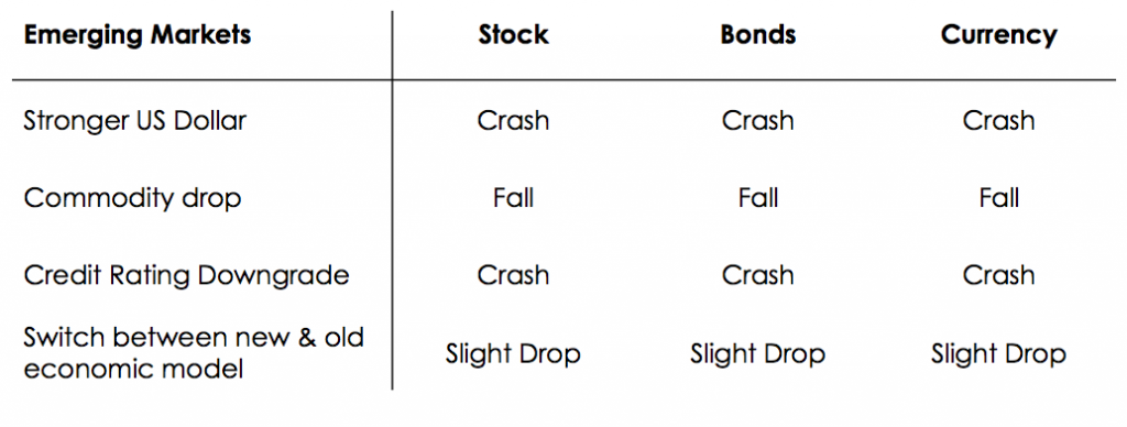 Fig 10: Summary of various factors on stocks, bonds, and currencies for the Emerging Markets
